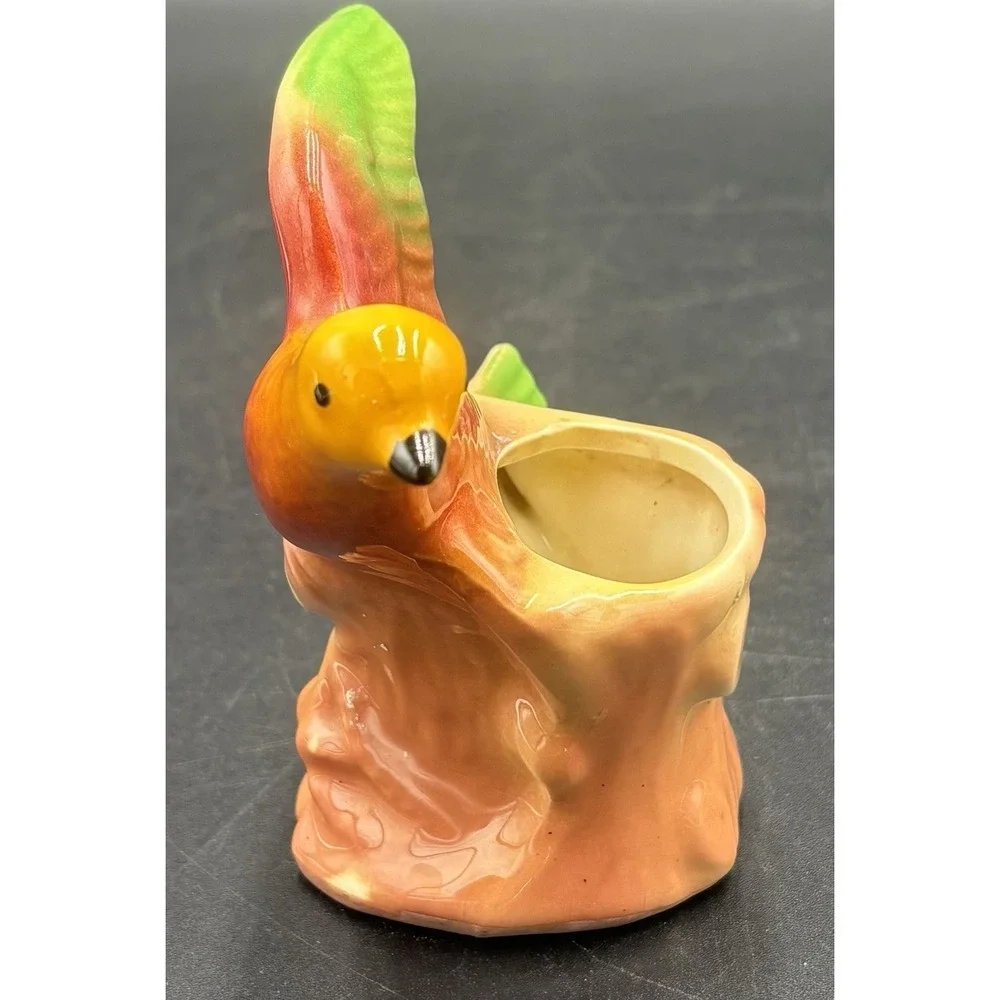 Lot of 5 Vtg Bird Figurine Planters Vases With Fully Painted Beaks
